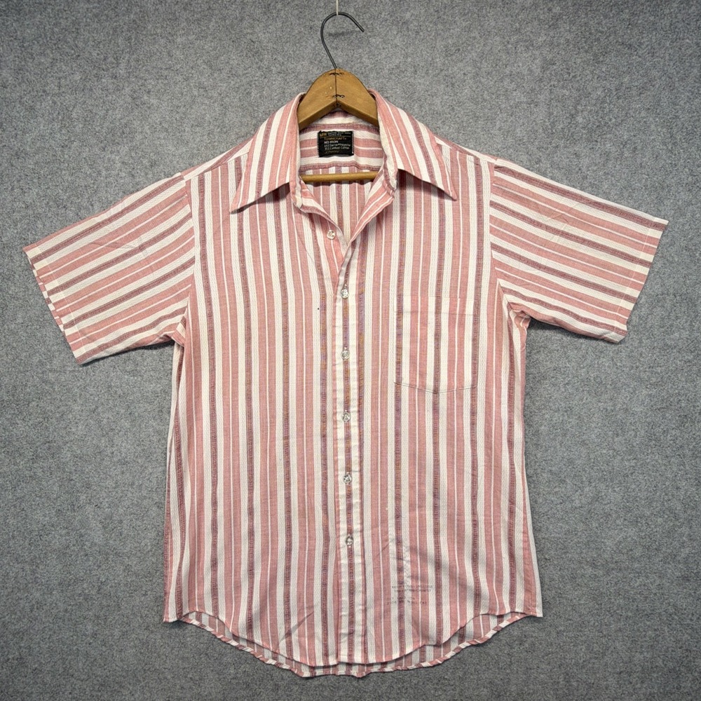 Vintage JC Penneys Towncraft Shirt Mens Large 60s 70s Striped Dagger